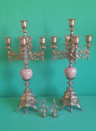 Pareja Candelabros Bronce Lancini Italia