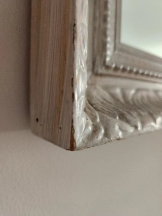 Espejo de pared madera tallada blanco