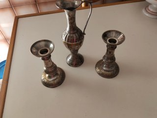 Juego Jarra y Candelabros Plata