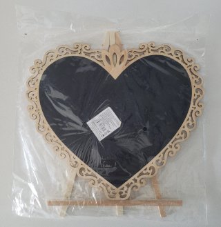 Pizarra negra corazón de Madera sobre Caballete