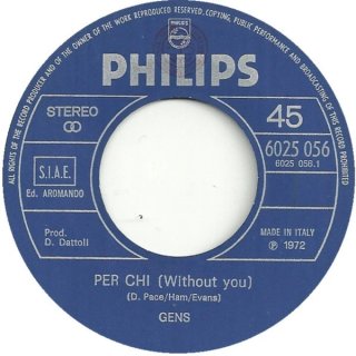 GENS Per Chi / Piccolo Grande Amore 45 Giri 1972