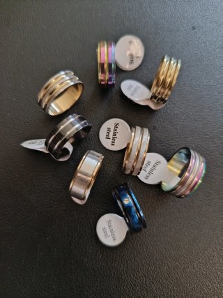 Lote de anillos de acero inoxidable