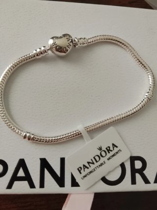 Pulsera Pandora 18cm Corazón Plata