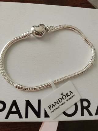 Pulsera Pandora 18cm Corazón Plata