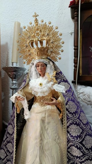 Virgen Dolorosa 55 cm candelero imagen de vestir