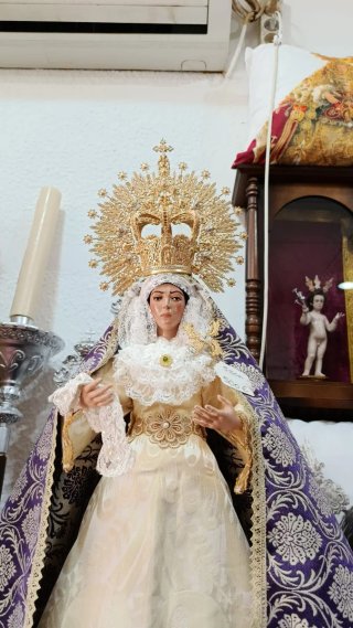 Virgen Dolorosa 55 cm candelero imagen de vestir