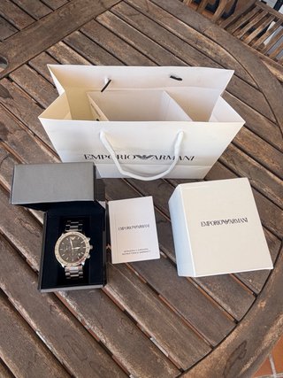 Reloj Emporio Armani Negro y Plateado