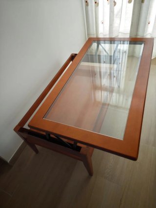 Mesa centro madera y cristal