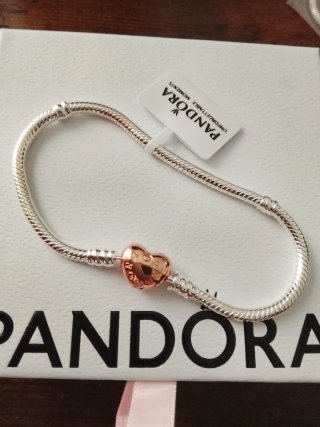 Pulsera Pandora Corazón Oro Rosa 18cm
