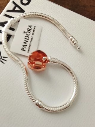 Pulsera Pandora Corazón Oro Rosa 18cm