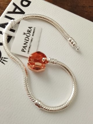 Pulsera Pandora Corazón Oro Rosa 18cm