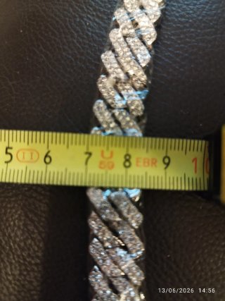 Collar Cubano estilo Hip hop de Plata maciza S925.