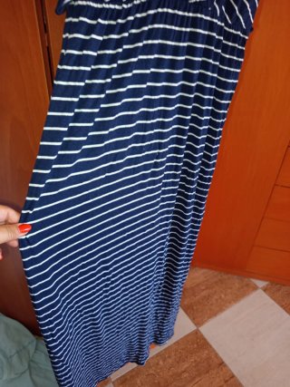Vestido largo rayas azul y blanco