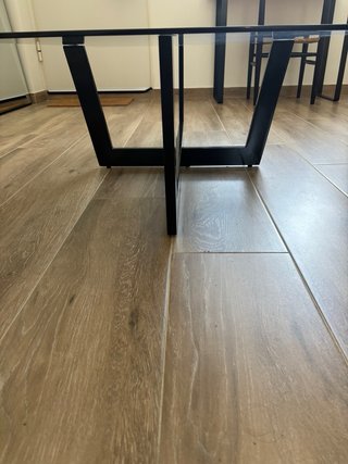 Mesa de centro cristal negro y metal