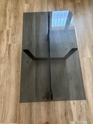 Mesa de centro cristal negro y metal