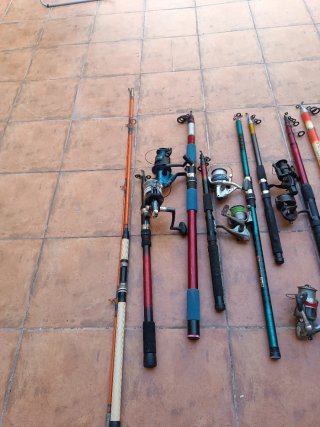 Cañas de pescar con carretes