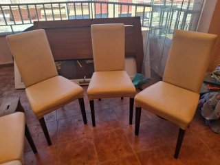 Juego de 6 sillas de comedor beige