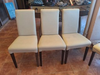 Juego de 6 sillas de comedor beige