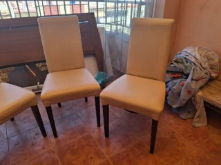 Juego de 6 sillas de comedor beige