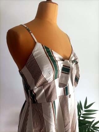 Vestido Verano Rayas Beige y Verde