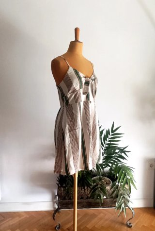 Vestido Verano Rayas Beige y Verde