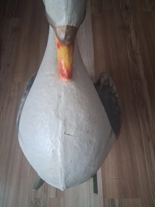 Cisne balancín infantil antiguo de papel maché