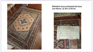 Alfombra turca artesanal lana flecos 2.45x2.05m