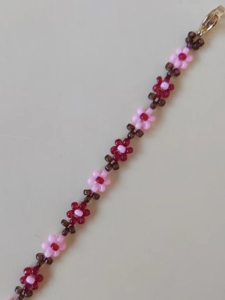 Pulsera verano flores,Rojo y Rosa. Strawberry Cake