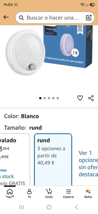 Aplique LED Pared Blanco con sensor de movimiento