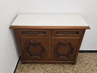 Mueble recibidor madera y mármol clásico vintage