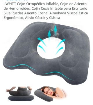 Cojín Ortopédico Inflable Negro. Sin estrenar.
