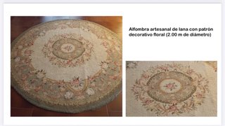 Alfombra redonda artesanal lana floral 2m