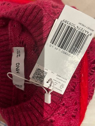 Jersey de punto rosa y rojo