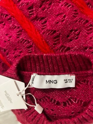Jersey de punto rosa y rojo