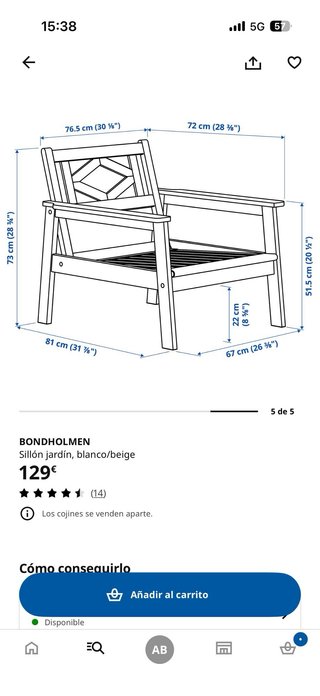 Conjunto sillones y mesa jardín