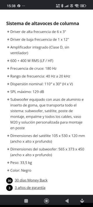 Sistema Sonido FBT Vertus CS1000