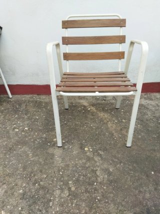 6 Sillas Metal/Madera Blancas/Marrones