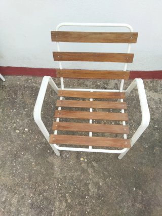 6 Sillas Metal/Madera Blancas/Marrones