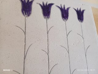Cuadro Texturizado Flores Moradas y Rojas