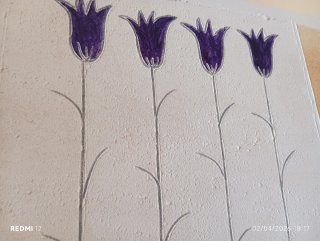 Cuadro Texturizado Flores Moradas y Rojas