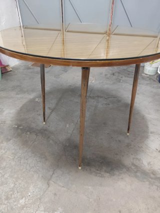 Mesa camilla cristal y tela verde