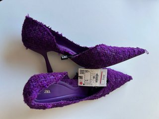 Zapatos Zara Tacon Morados Tweed Talla 39