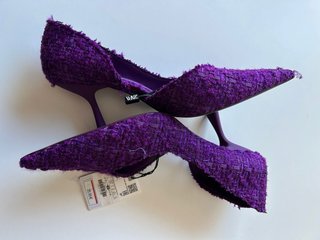 Zapatos Zara Tacon Morados Tweed Talla 39