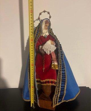 Virgen de vestir antigua Capi i pota con Rosario y