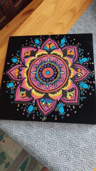 Cuadro Mandala Terciopelo Cuentas Colores