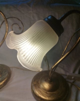 Lampade shabby chic oro e vetro Funzionanti