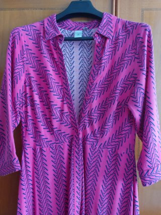 Vestido largo verano rosa y azul marino