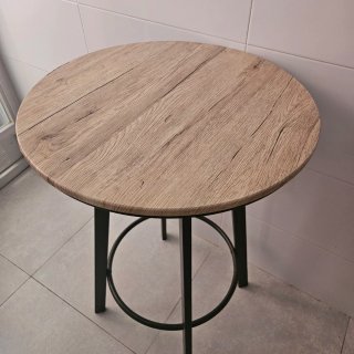 Mesa Alta Redonda Madera y Metal