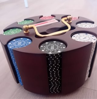 Tablero plegable de póker con fichas; 8 jugadores