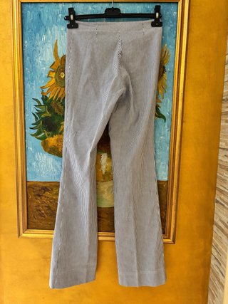 Pantaloni palazzo vita alta righe blu